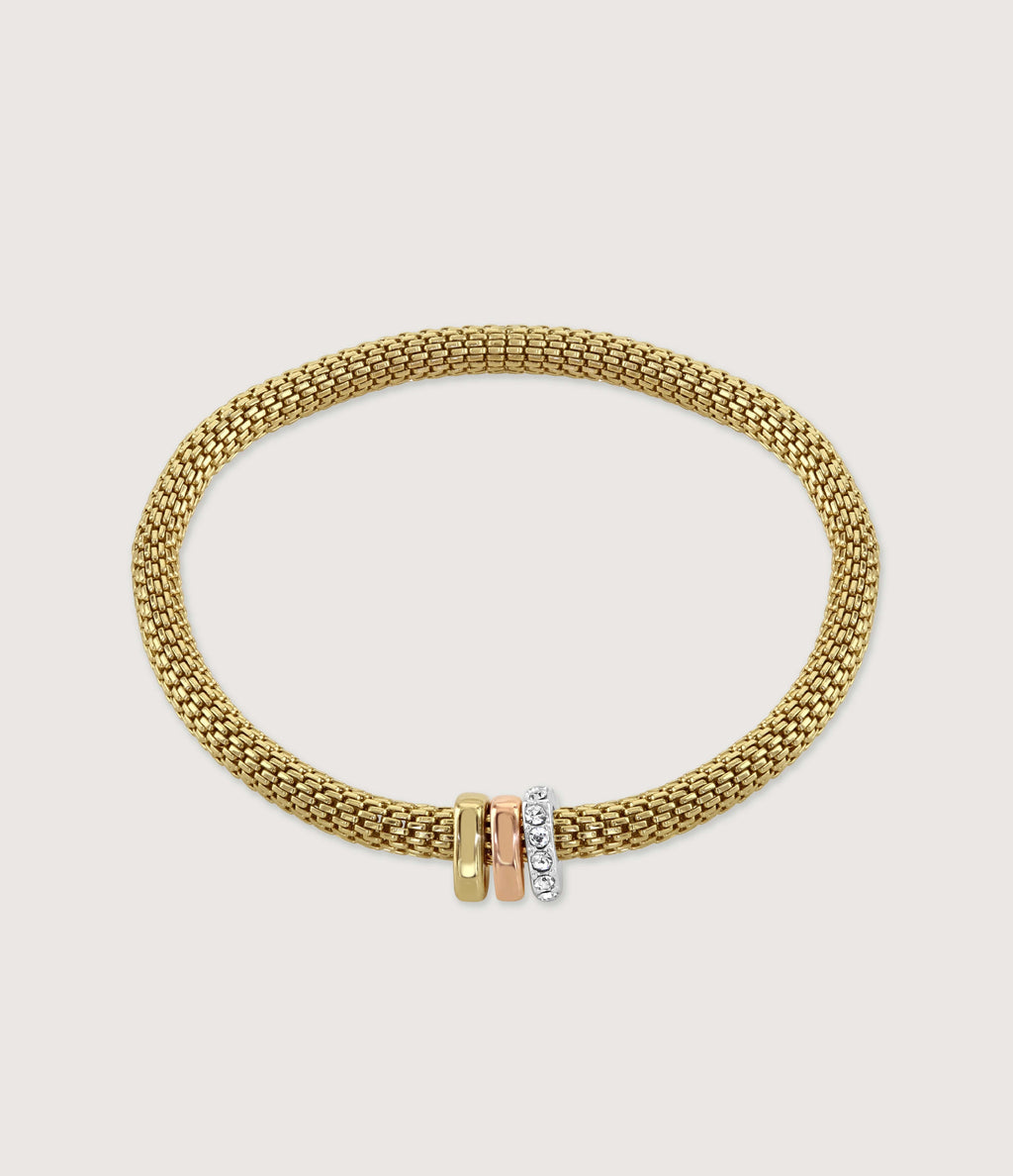 MESH STRETCH BRACELET WITH THREE RONDELLES