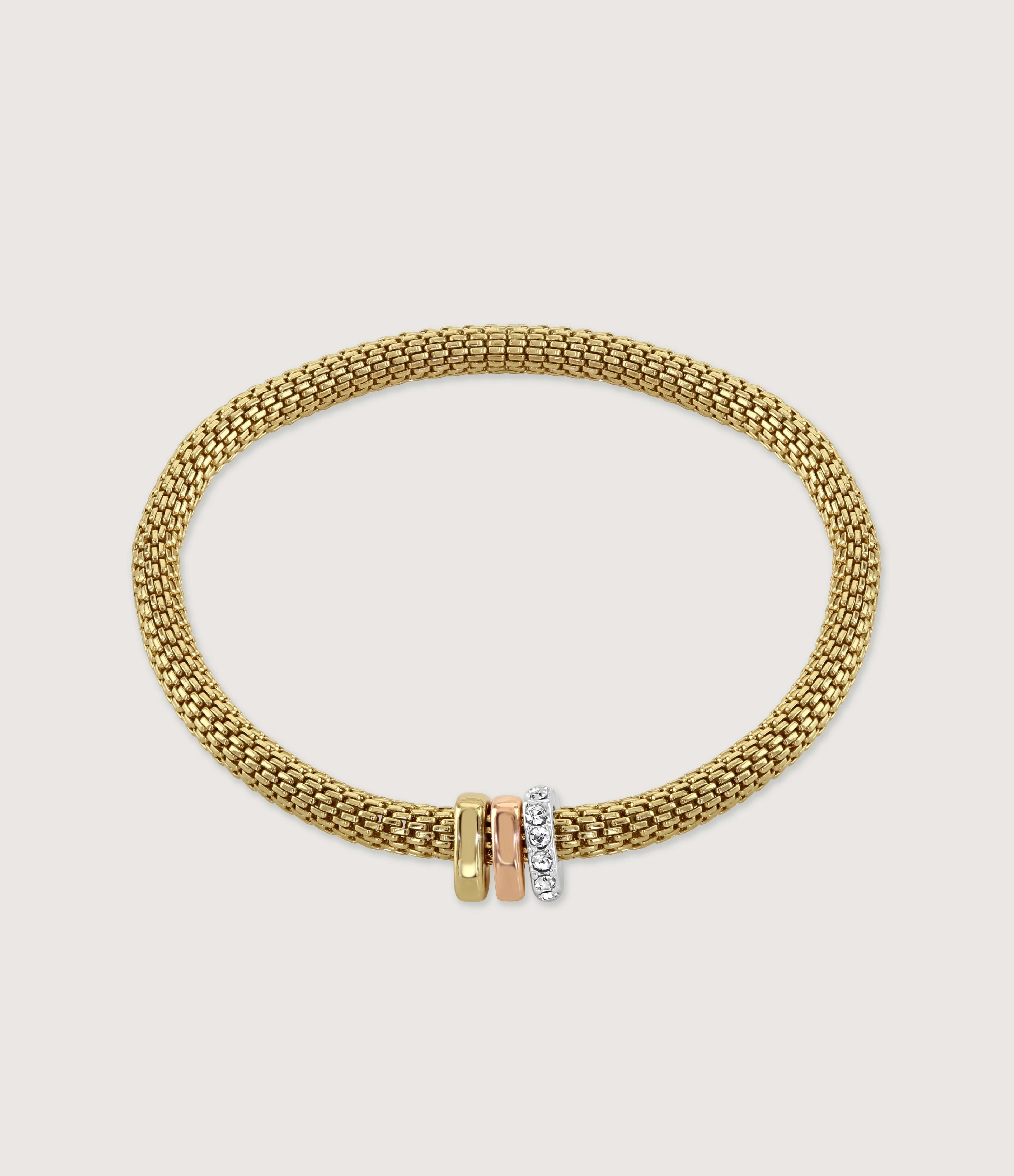 MESH STRETCH BRACELET WITH THREE RONDELLES