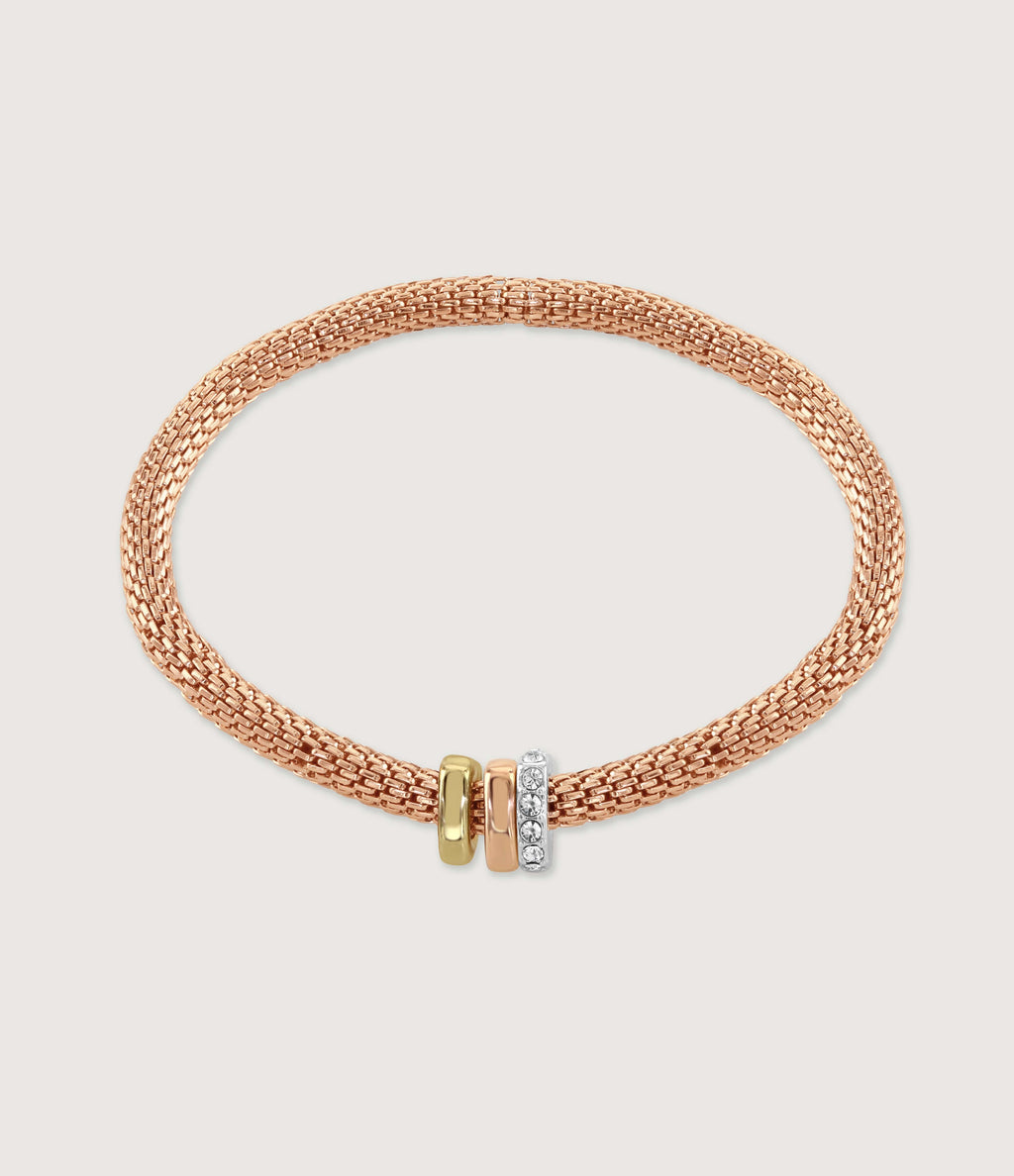 MESH STRETCH BRACELET WITH THREE RONDELLES