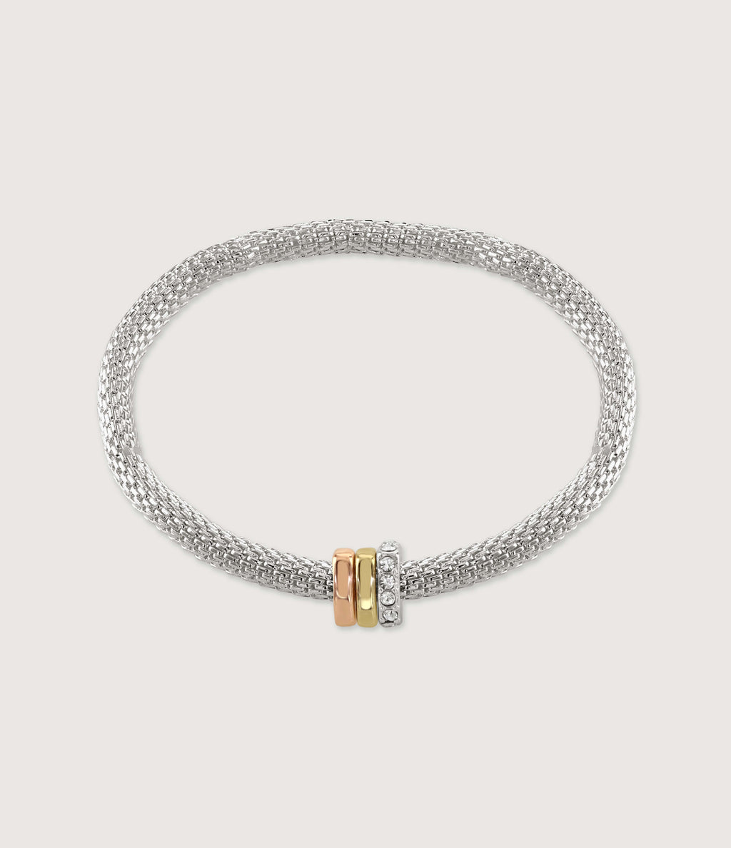 MESH STRETCH BRACELET WITH THREE RONDELLES