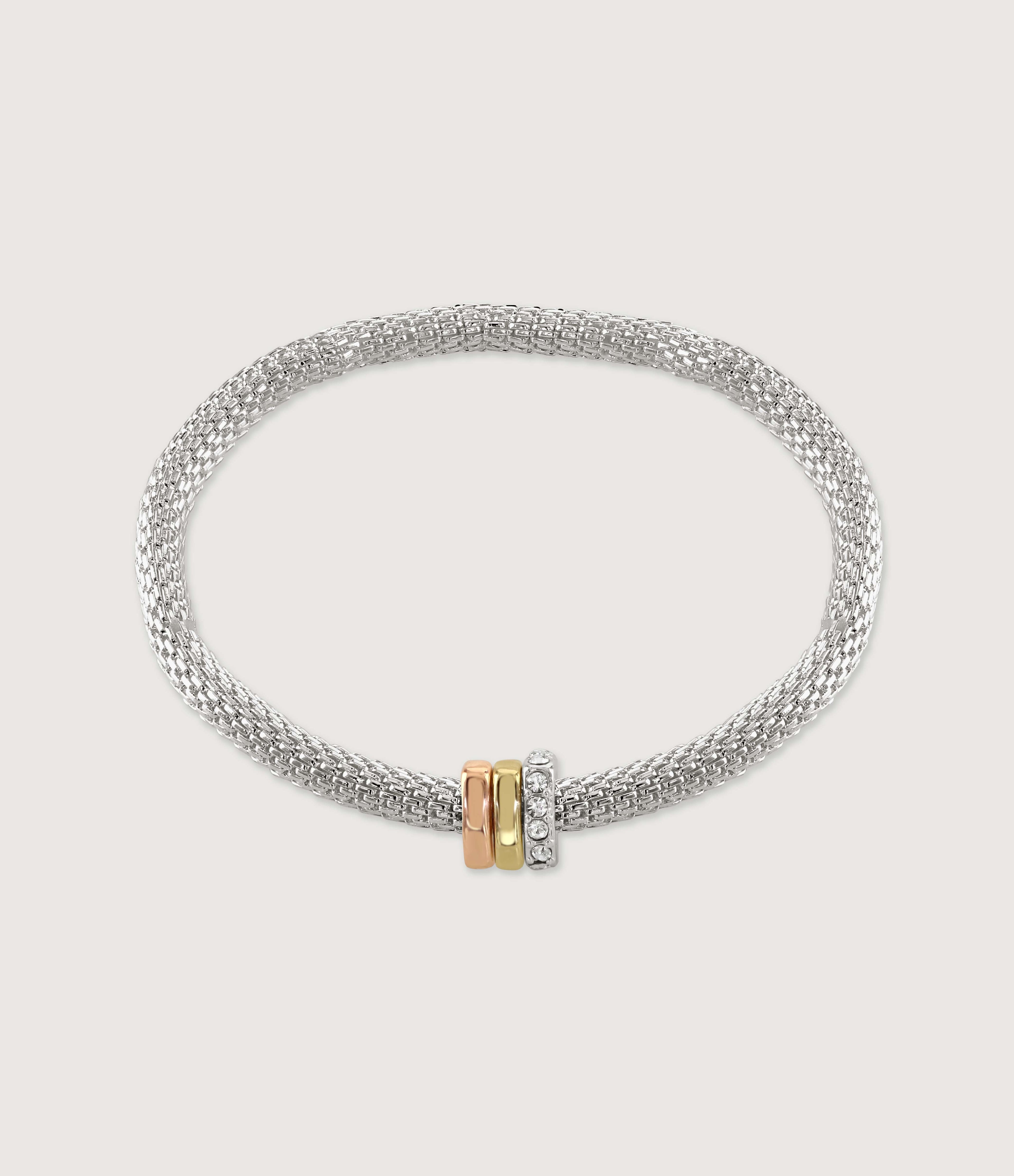 MESH STRETCH BRACELET WITH THREE RONDELLES