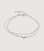 SILVER DOUBLE CHAIN STAR BRACELET