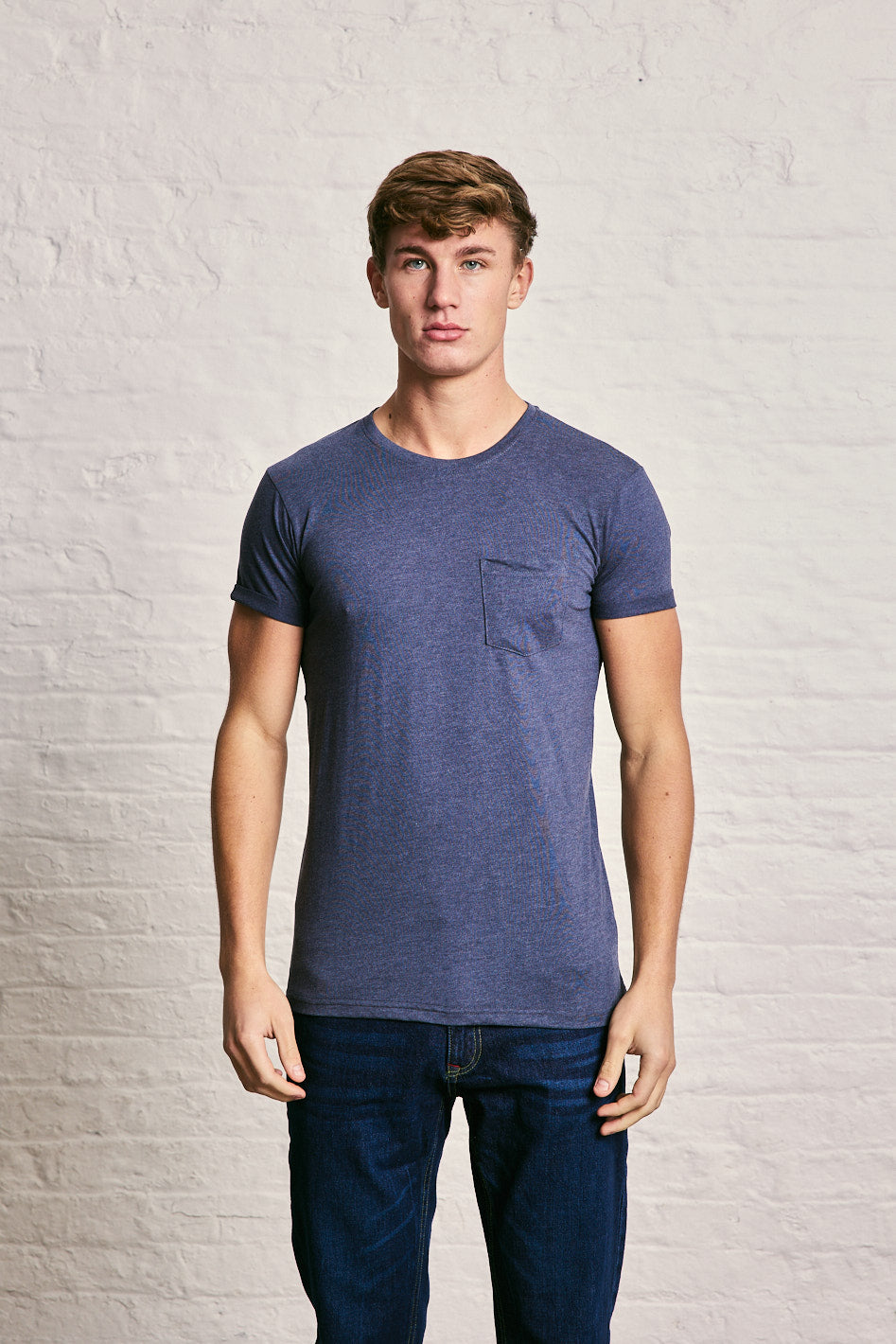 Crew Neck Pocket Roll T-Shirt