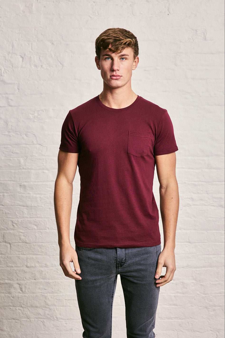 Crew Neck Pocket Roll T-Shirt