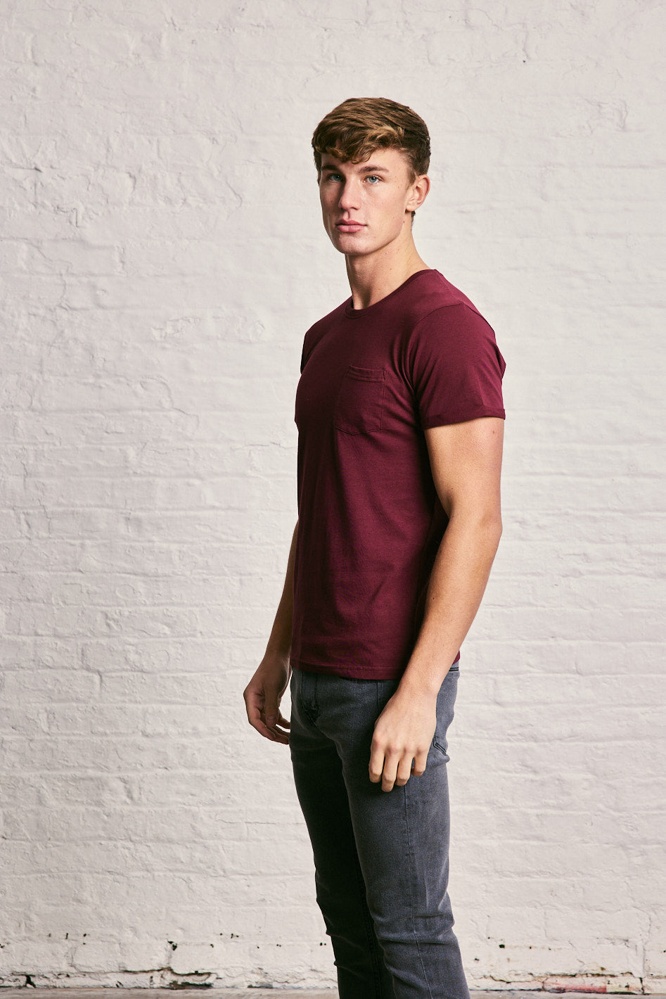 Crew Neck Pocket Roll T-Shirt