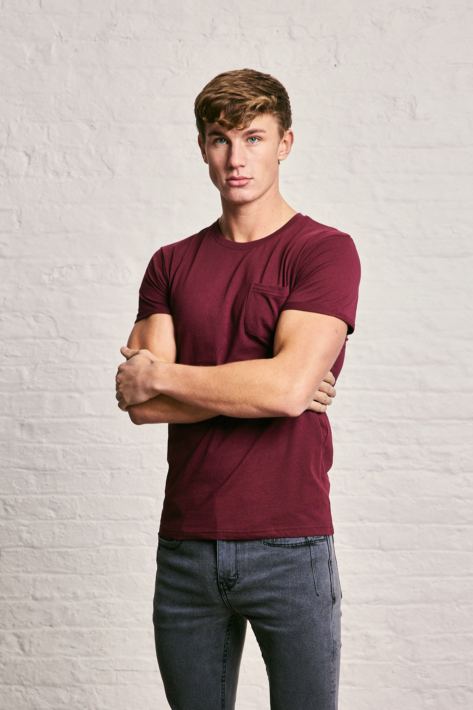 Crew Neck Pocket Roll T-Shirt