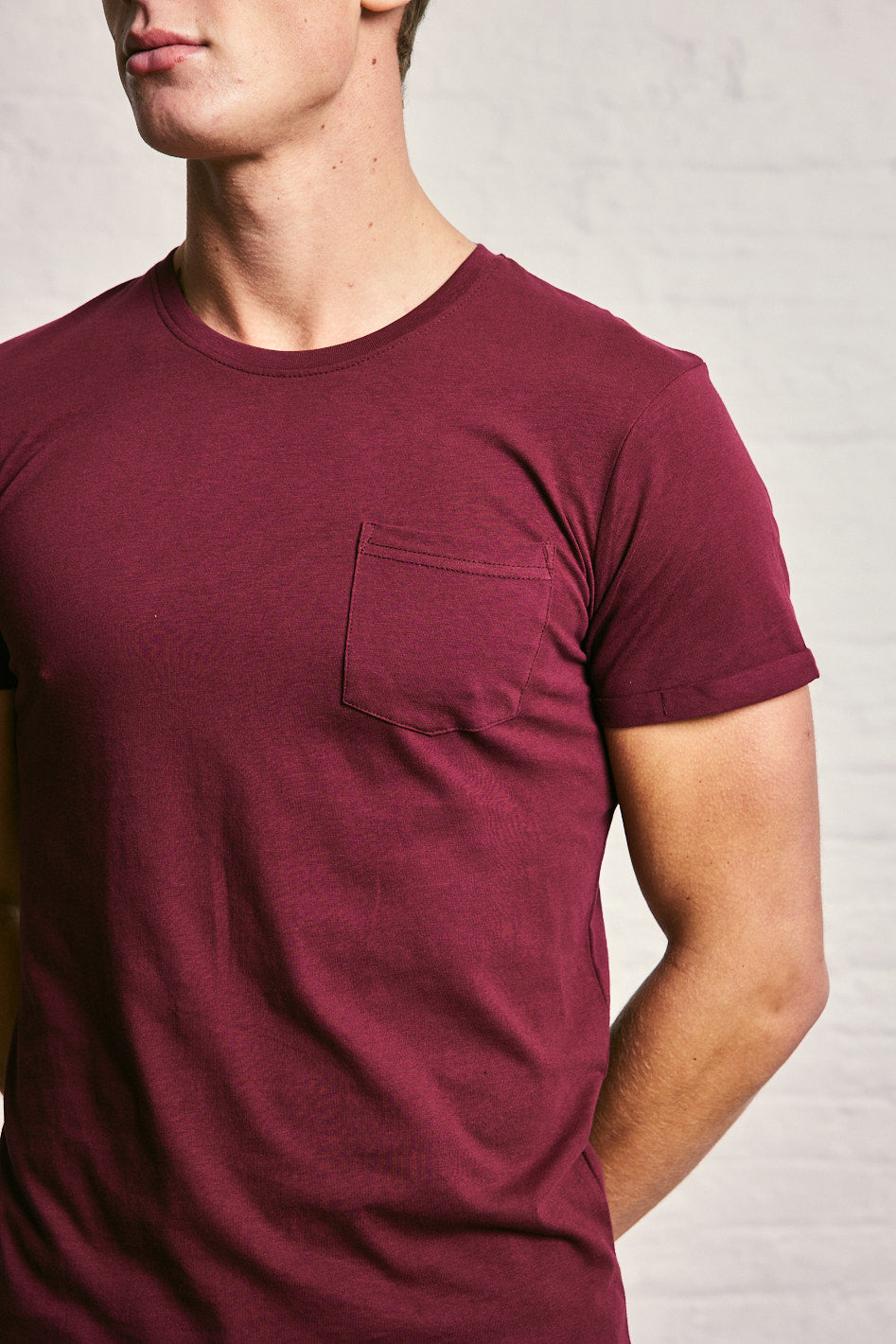 Crew Neck Pocket Roll T-Shirt