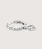 SILVER MARQUISE DIAMOND HOOP EARRING