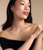 SILVER MARQUISE DIAMOND HOOP EARRING