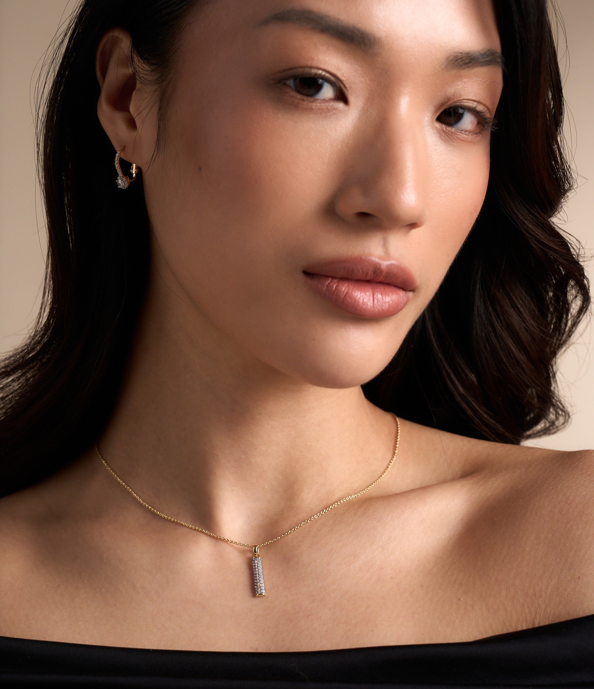 PAVE HOOP DROP EARRING