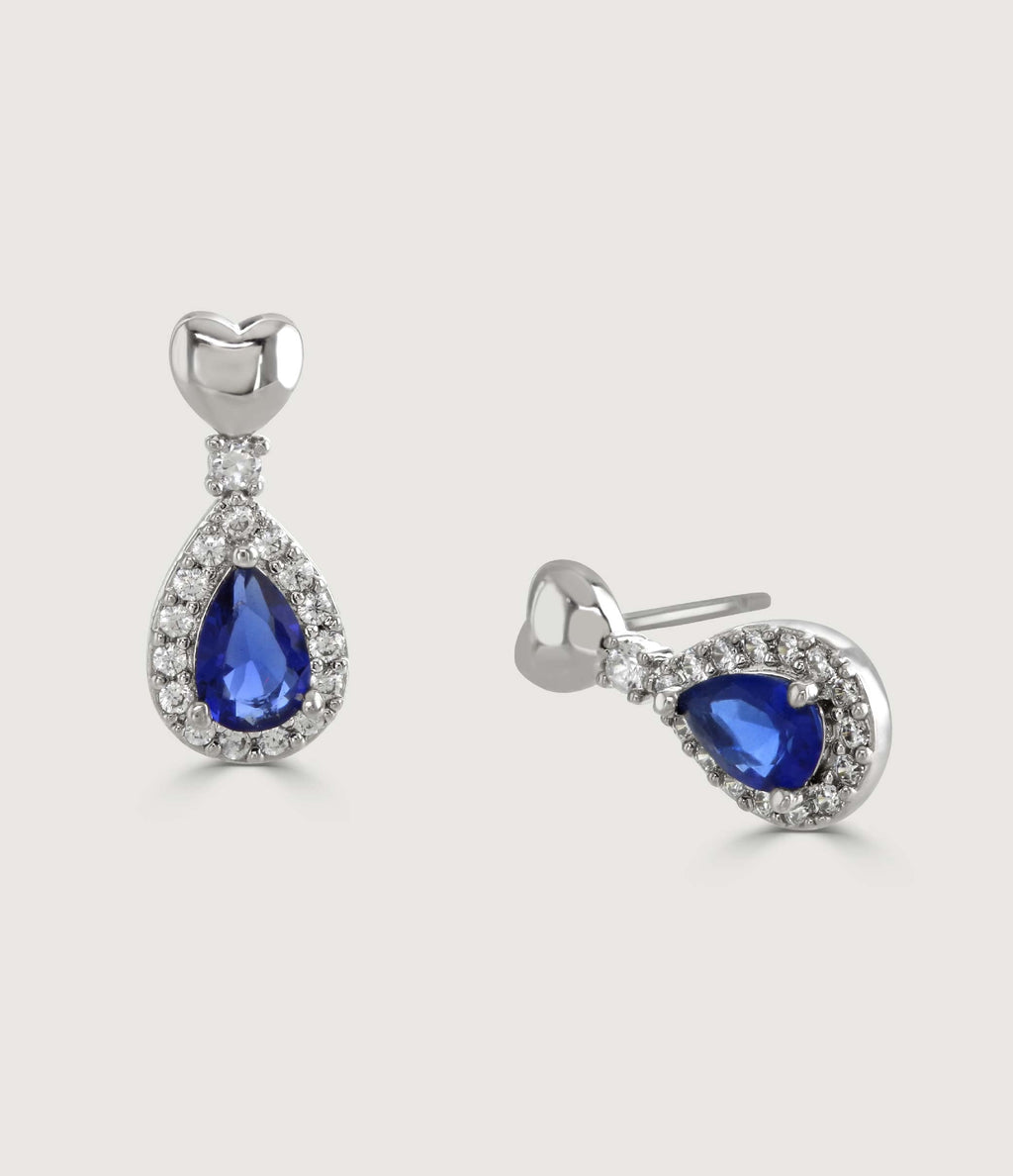 SAPPHIRE HEART PEAR-DROP EARRINGS