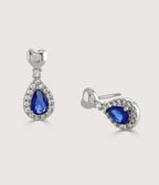 SAPPHIRE HEART PEAR-DROP EARRINGS