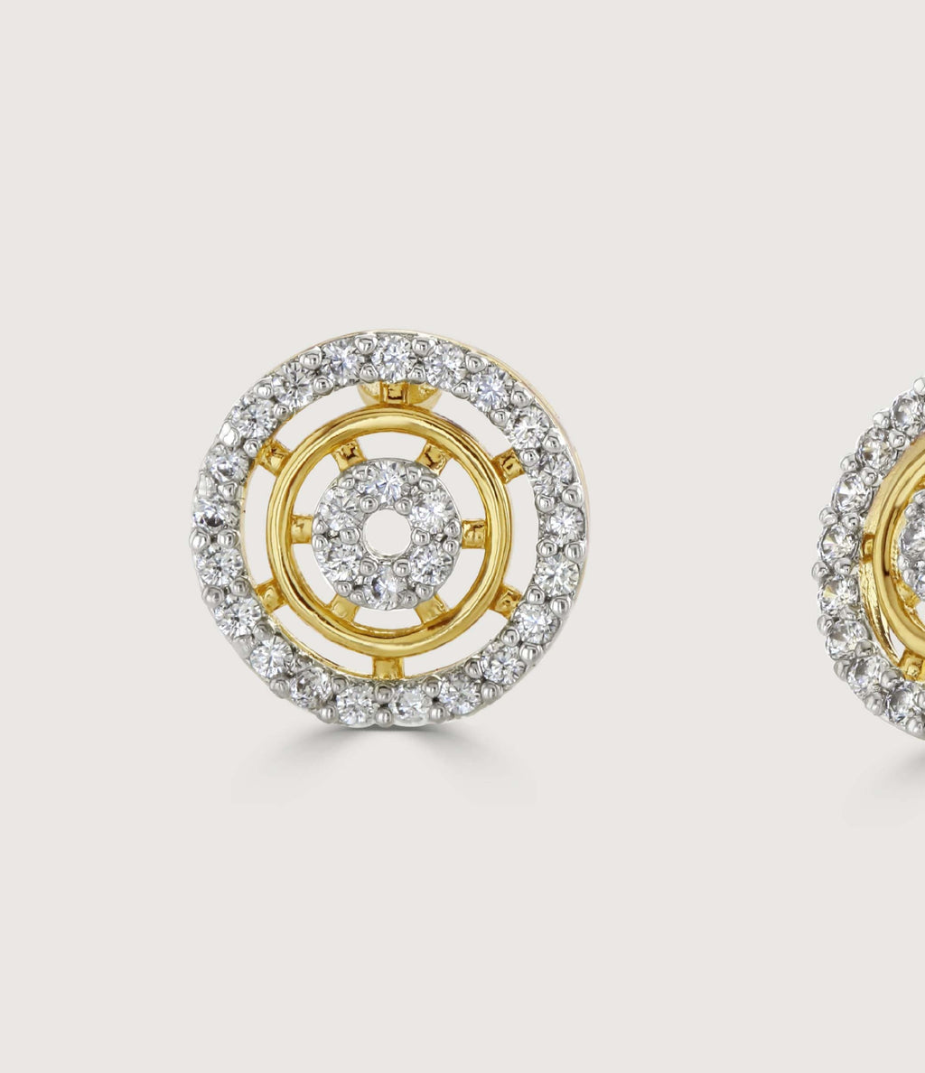 TWO-TONE PAVE HALO STUD EARRINGS