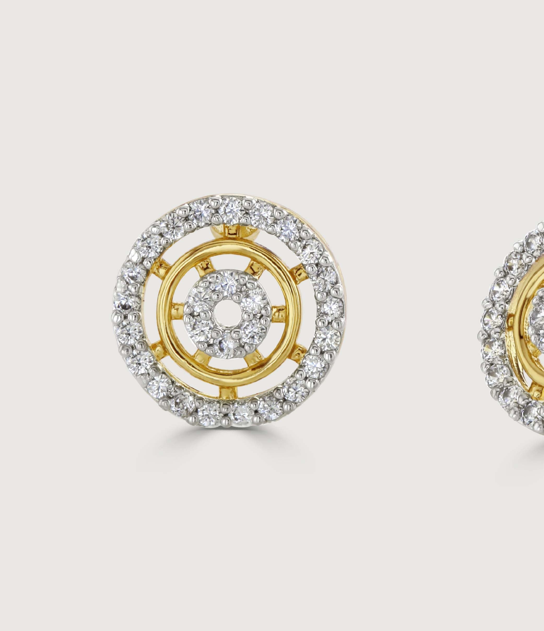 TWO-TONE PAVE HALO STUD EARRINGS