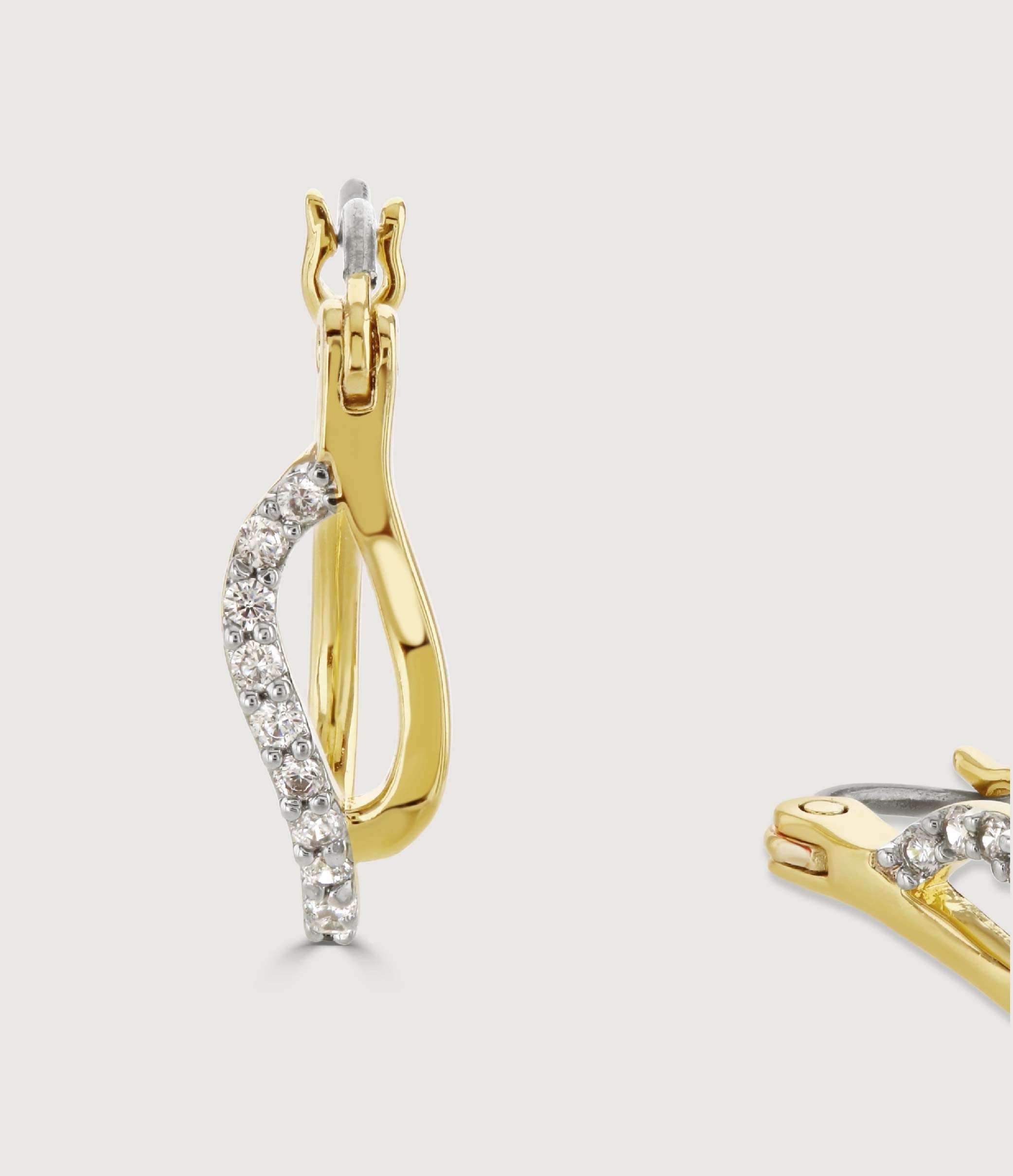 TWO-TONE PAVE AND POLISHED TIDE EARRINGS