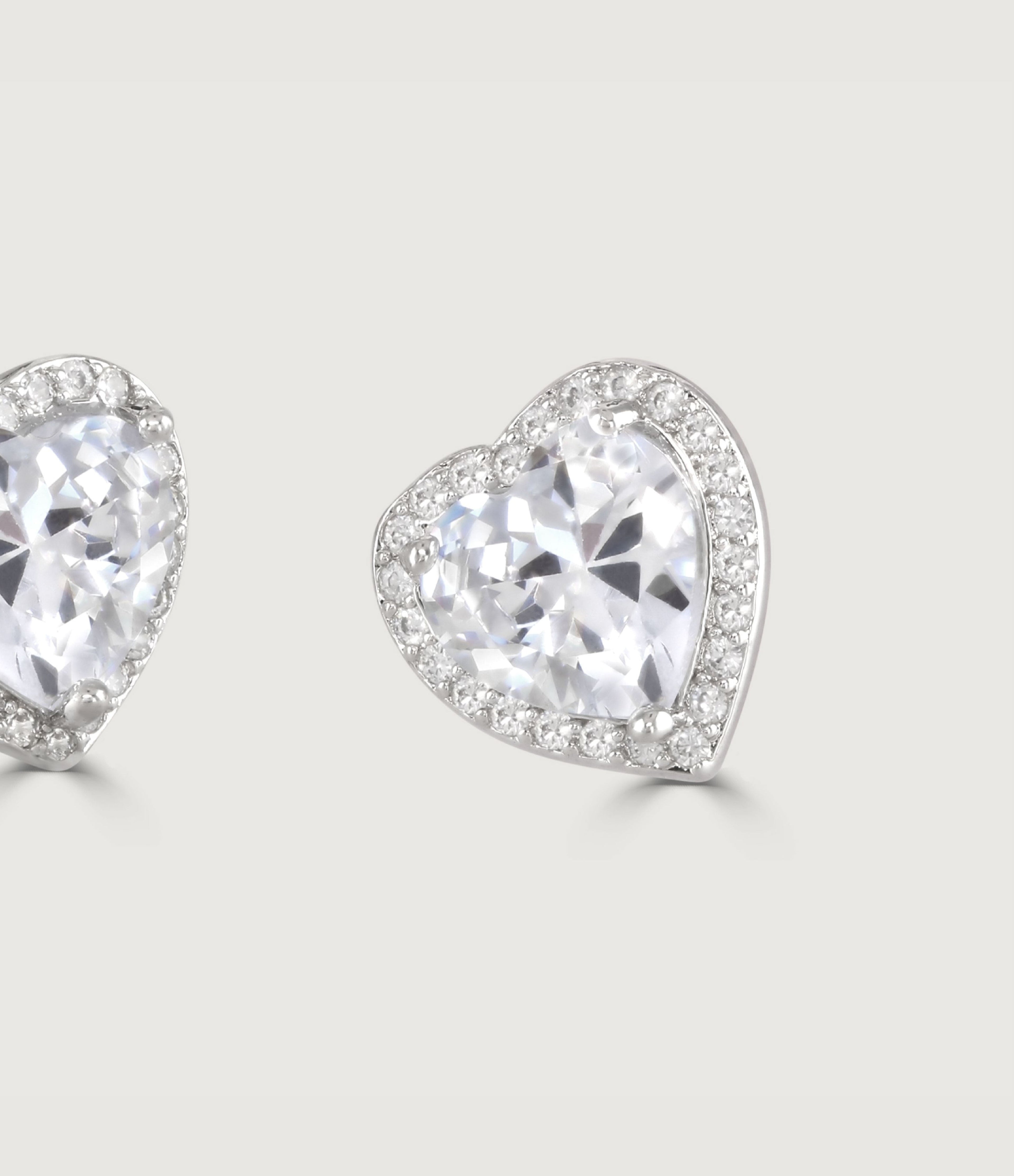 CLEAR SPARKLE HEART EARRINGS