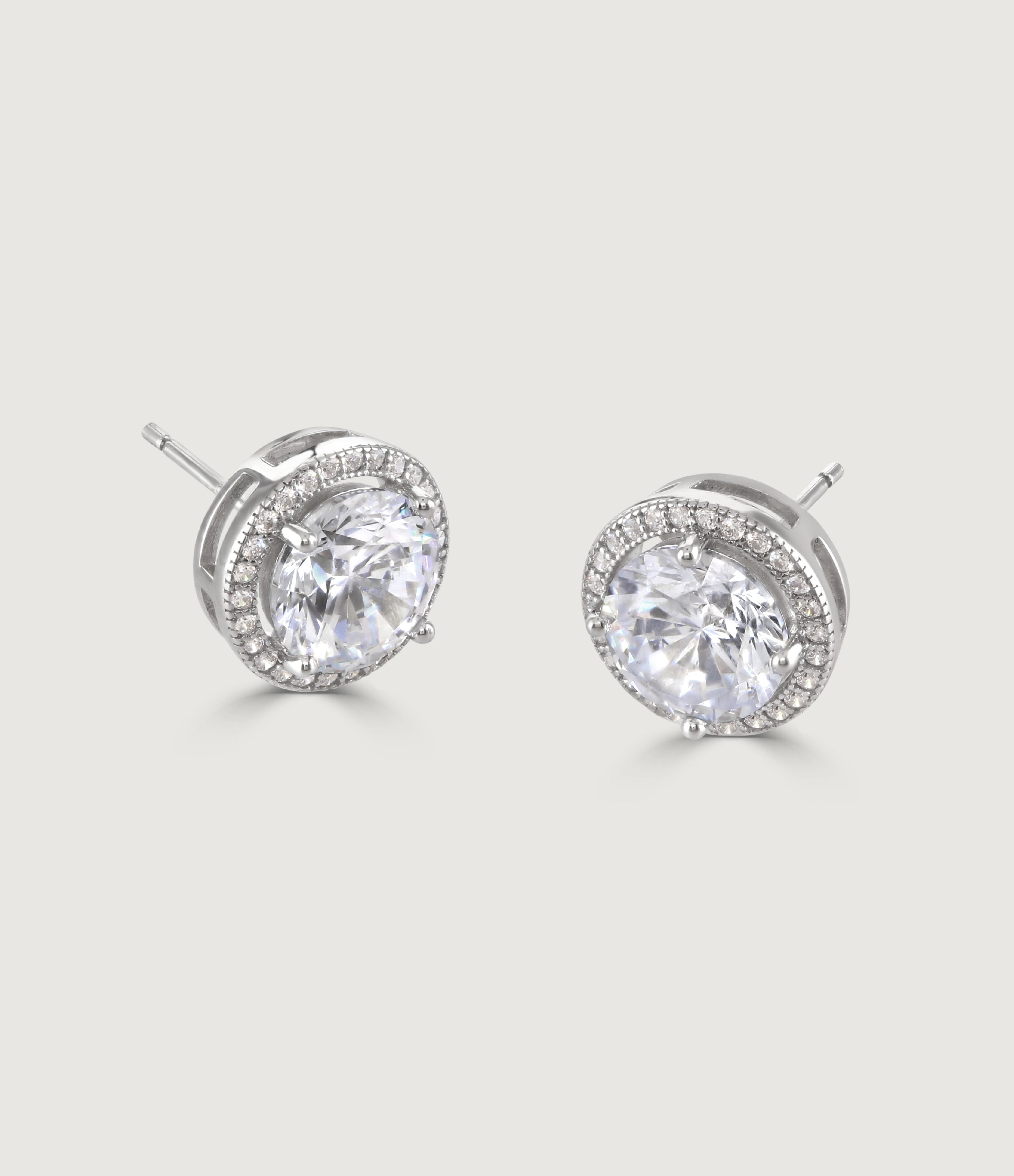 CLEAR HALO SOLITAIRE EARRINGS