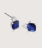 SAPPHIRE CUSHION DOUBLE DROP EARRINGS