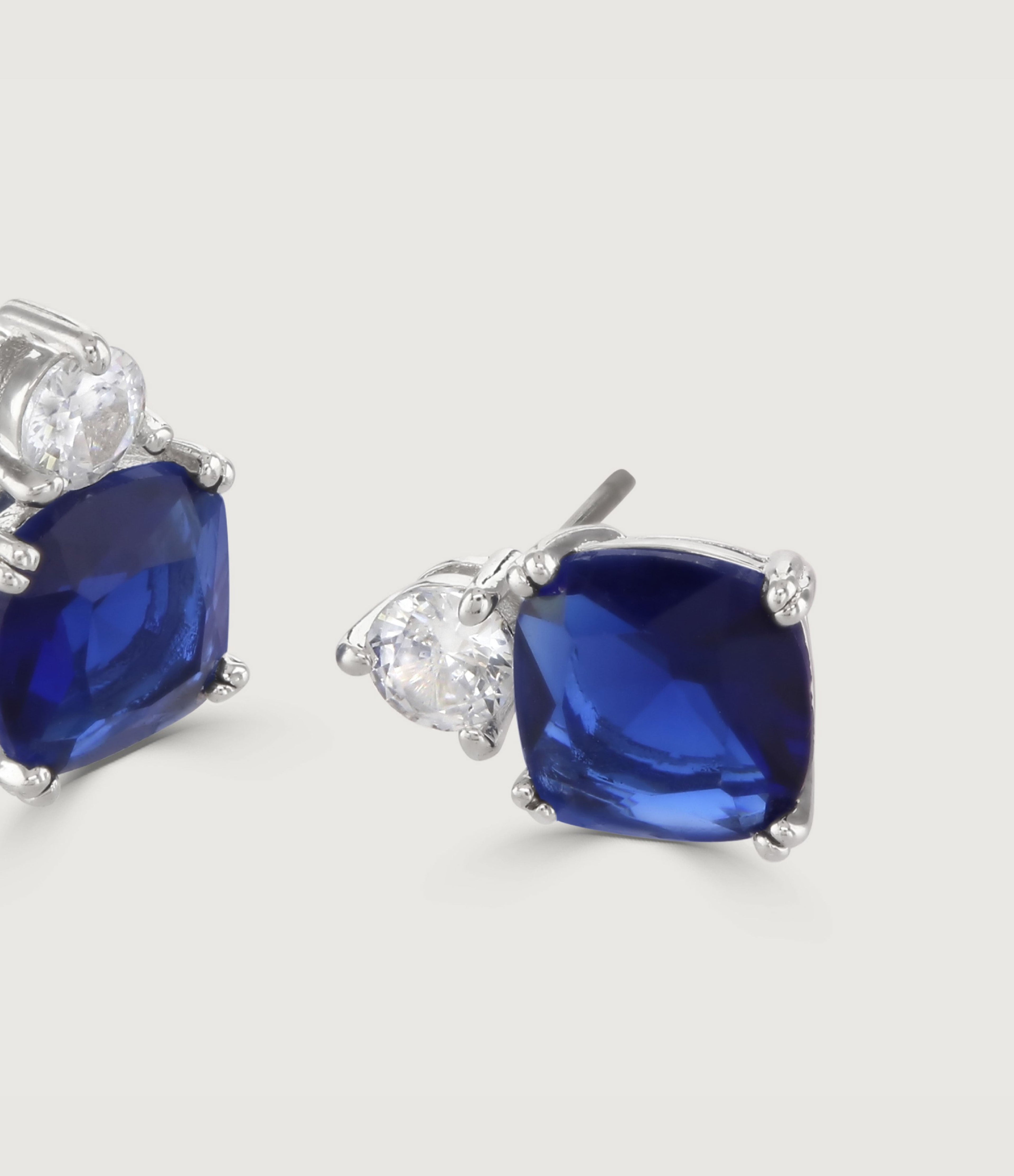 SAPPHIRE CUSHION DOUBLE DROP EARRINGS