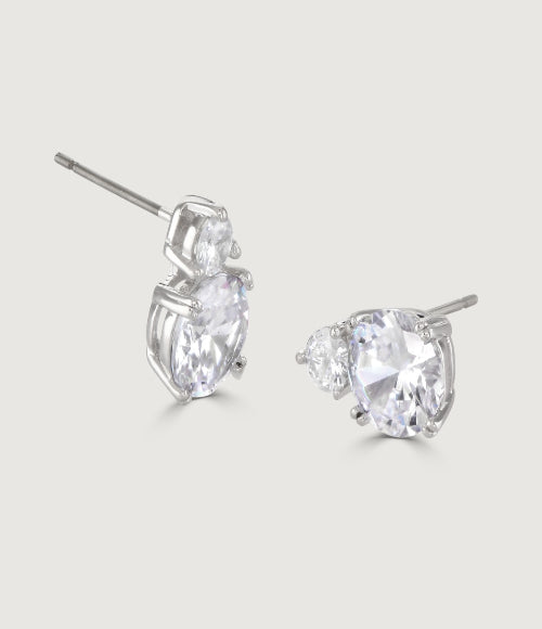 CLEAR ROUND DOUBLE DROP EARRINGS