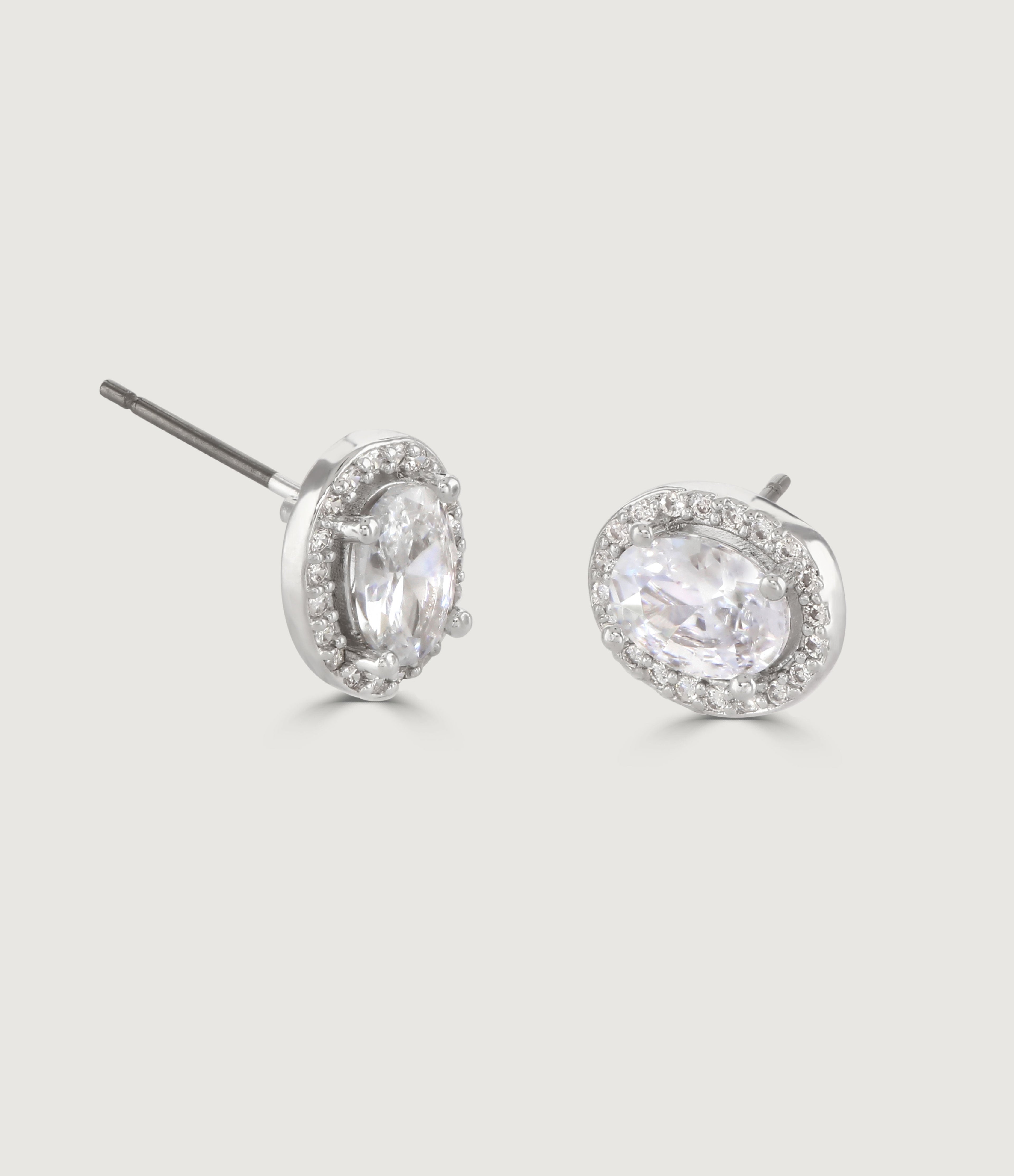 CLEAR OVAL HALO EARRINGS