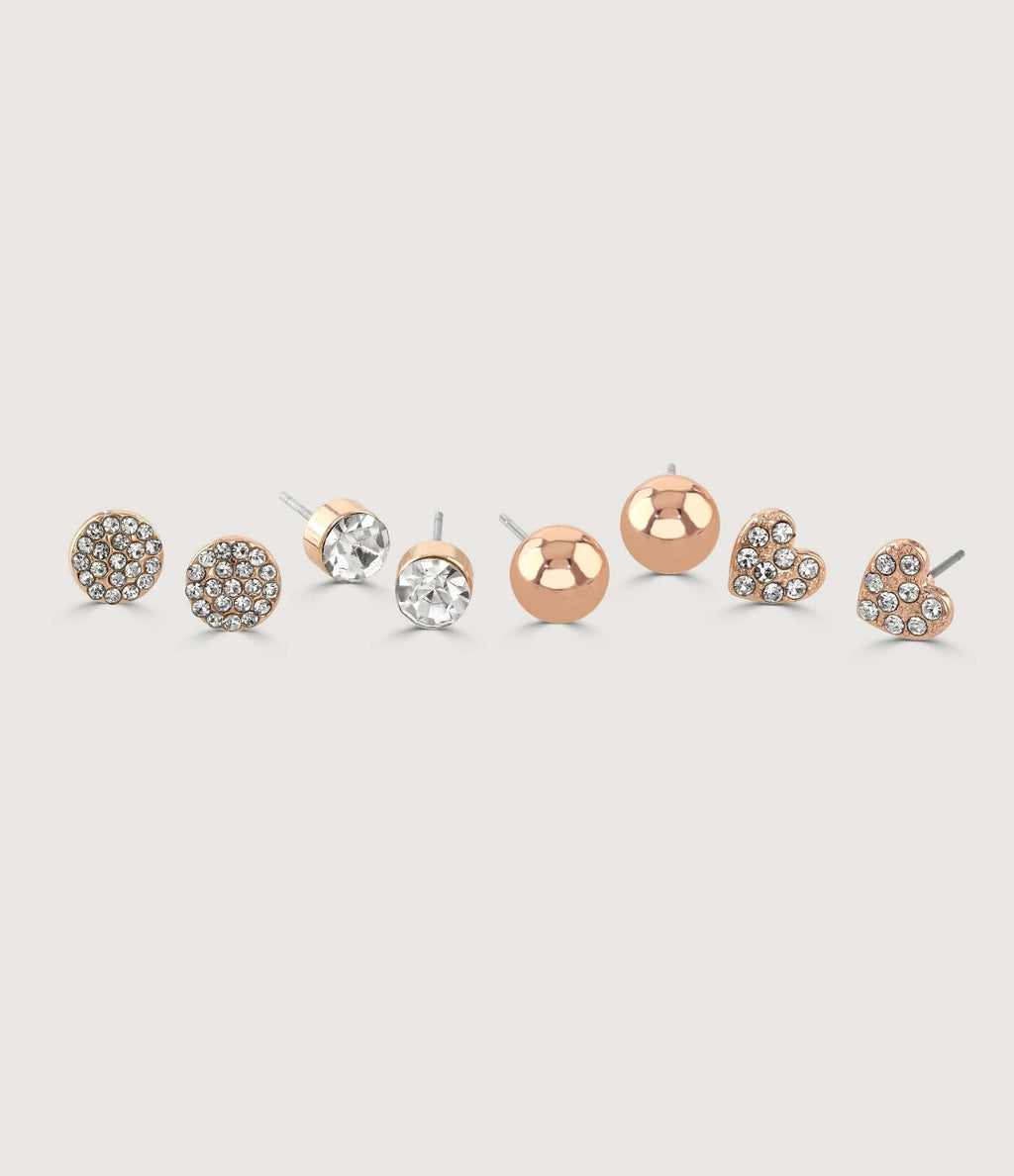 4PCS EARRING PACK - ROSE GOLD