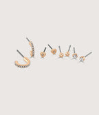 IMITATION RHODIUM PLATED EARRINGS SET OF FOUR