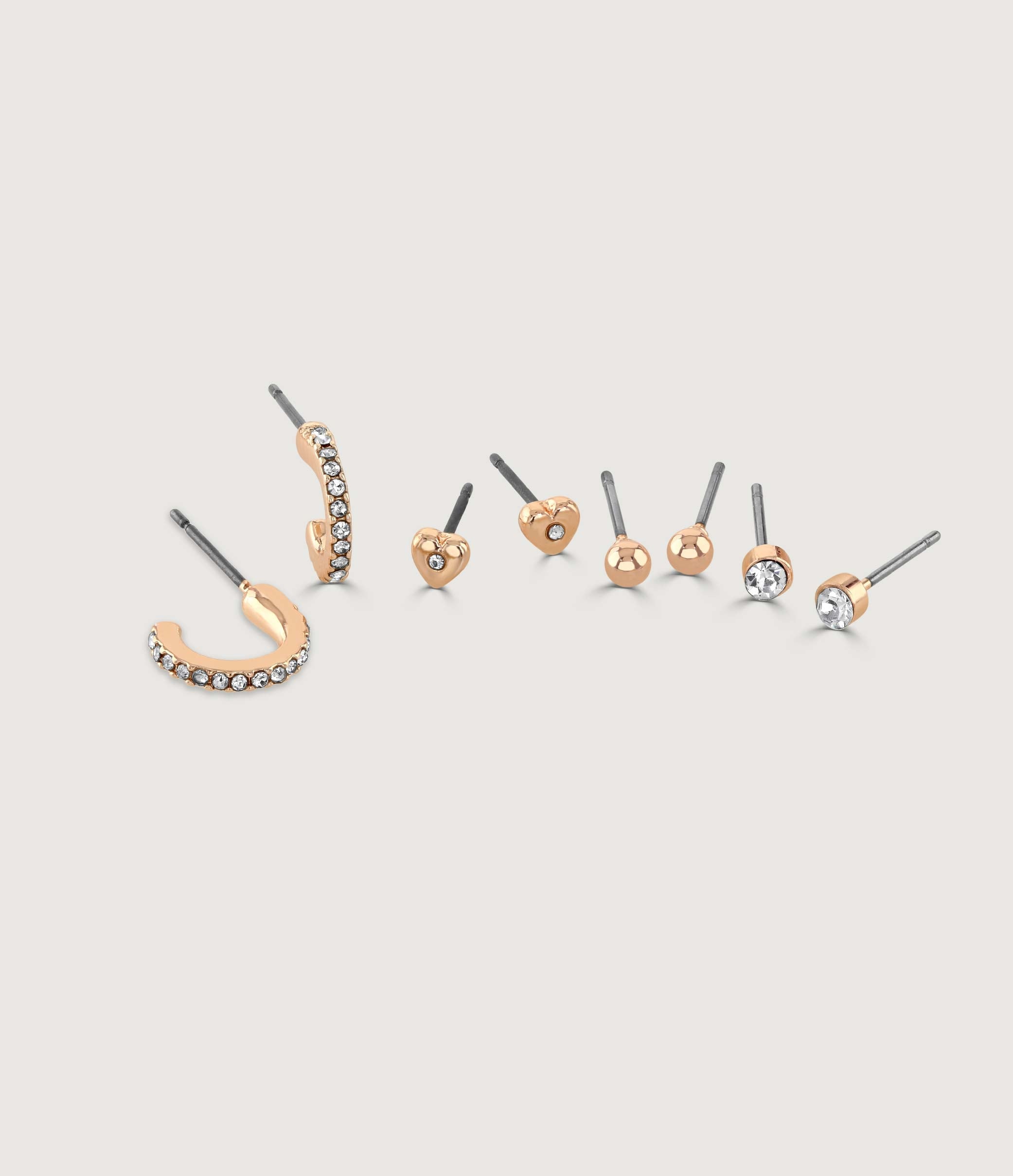 IMITATION RHODIUM PLATED EARRINGS SET OF FOUR