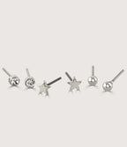 IMITATION RHODIUM PLATED EARRINGS SET OF FOUR