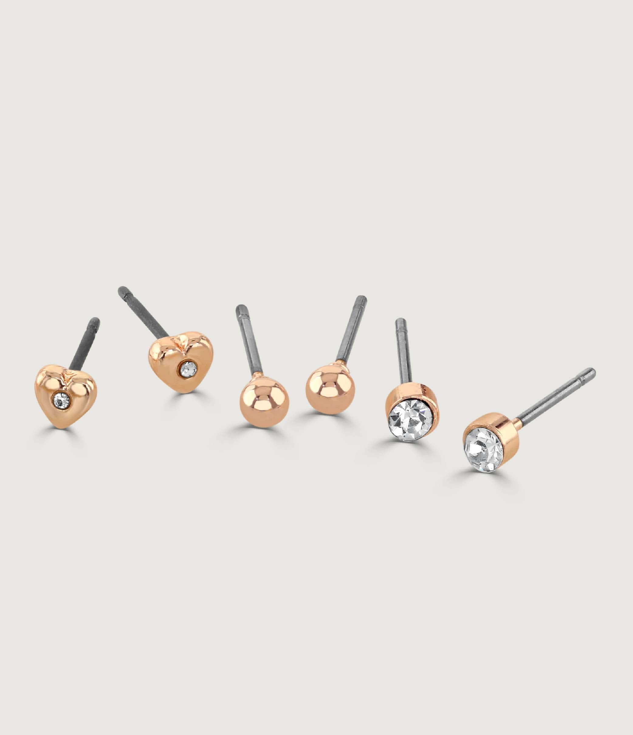 IMITATION RHODIUM PLATED EARRINGS SET OF FOUR