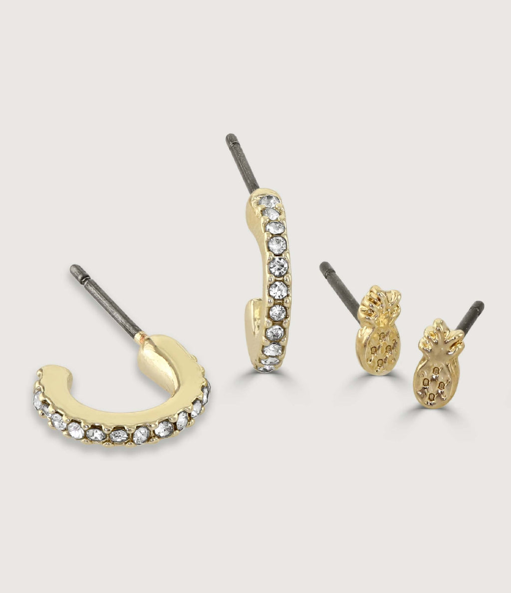 IMITATION RHODIUM PLATED EARRINGS SET OF FOUR