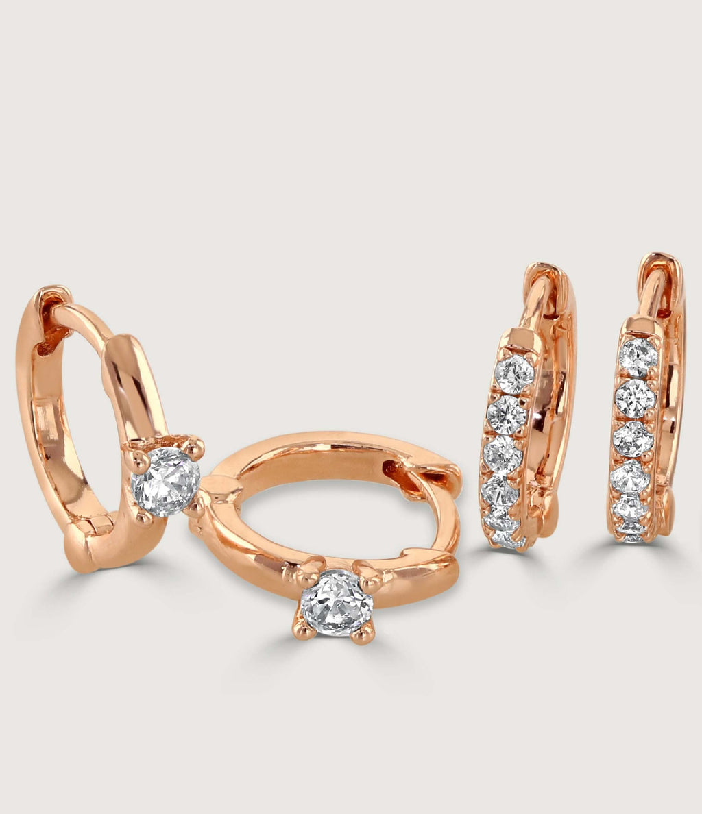 CRYSTAL HUGGIE EARRING SET OF THREE