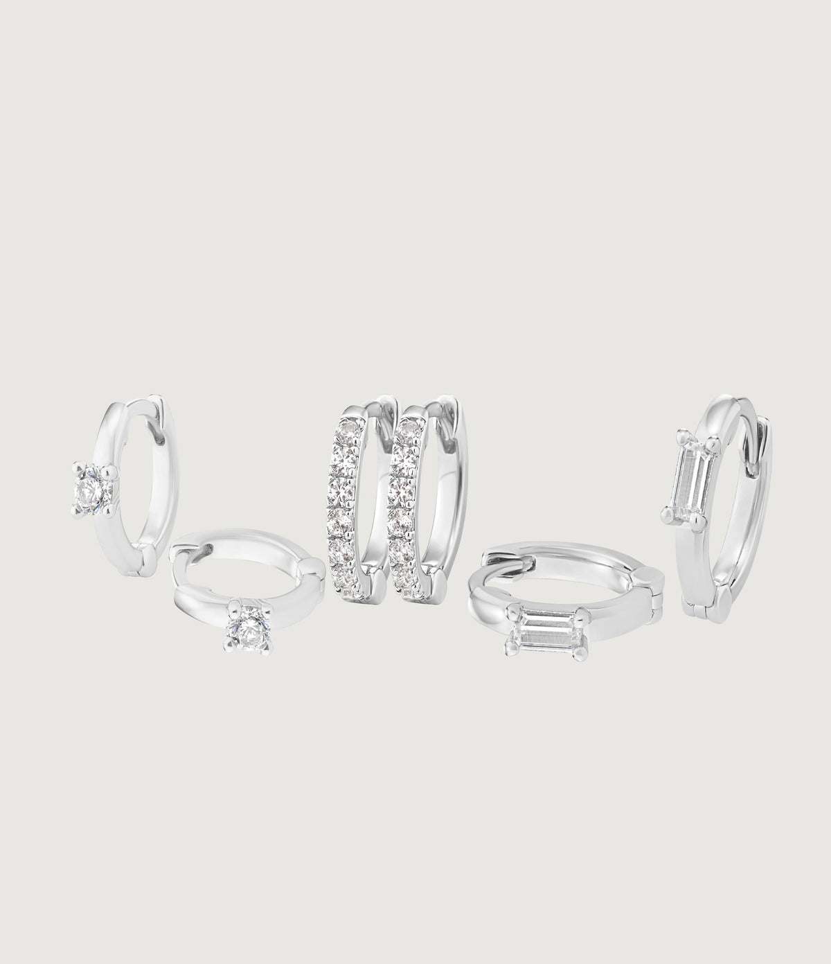 CRYSTAL HUGGIE EARRING SET OF THREE