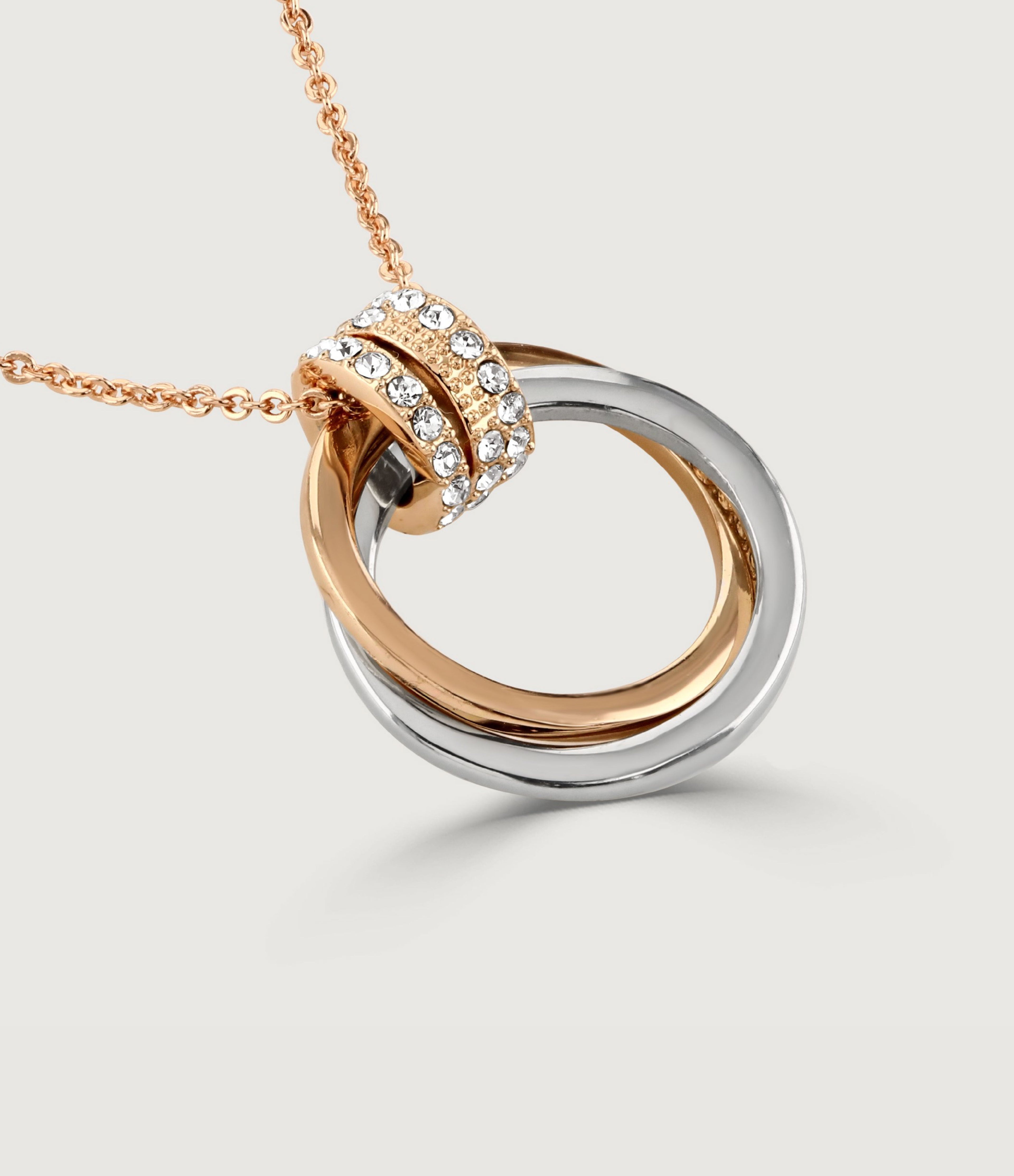 POLISHED CRYSTAL DOUBLE HOOP PENDANT