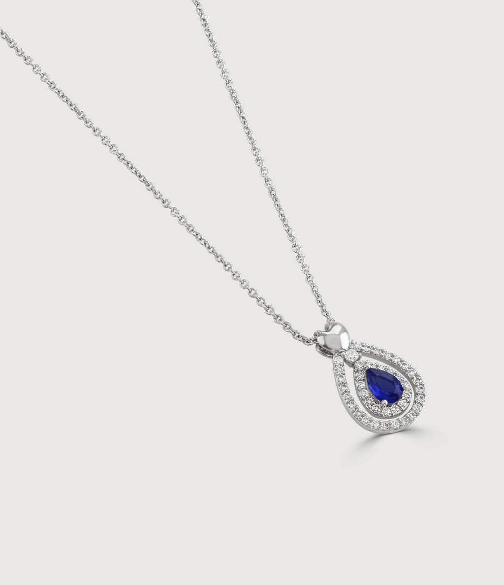 SAPPHIRE HEART PEAR-DROP PENDANT