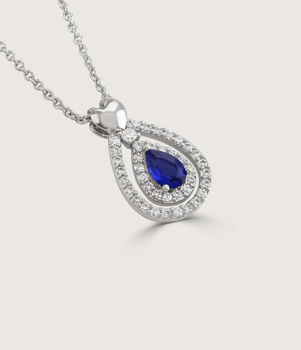 SAPPHIRE HEART PEAR-DROP PENDANT