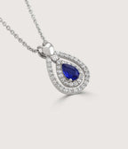 SAPPHIRE HEART PEAR-DROP PENDANT