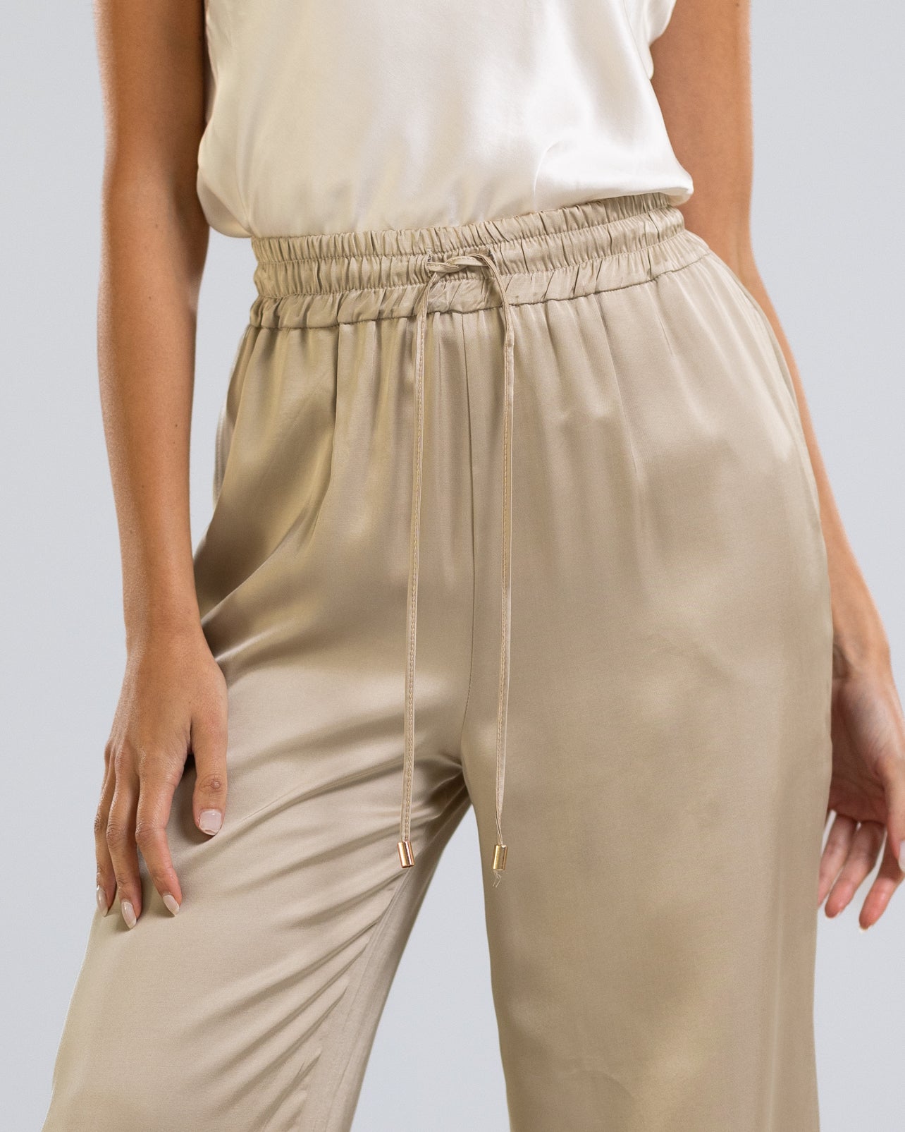 Bianca Satin Trousers | Beige