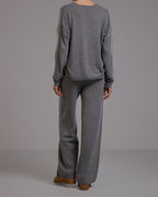 Isla Elastic Waist Pants | Grey Melange | Cashmere-Wool Blend