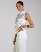 Cole Satin Trousers | White