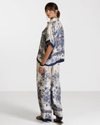 Ottilie Elastic Waist Silk Trousers | Navy