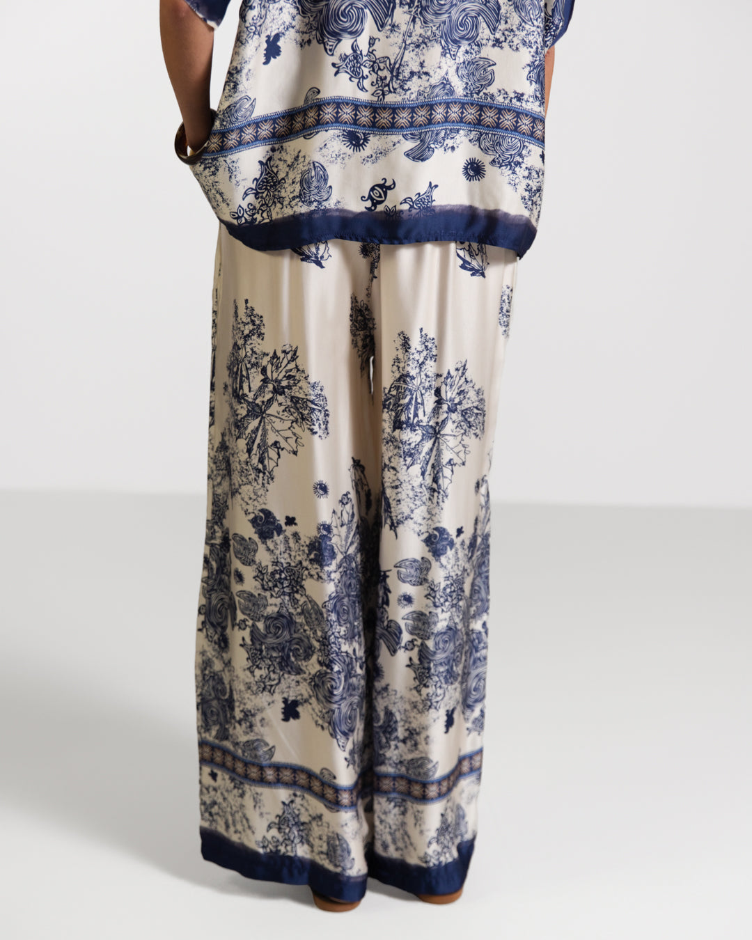 Ottilie Elastic Waist Silk Trousers | Navy