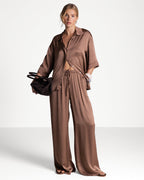 Nora Drawstring Satin Pants | Maple