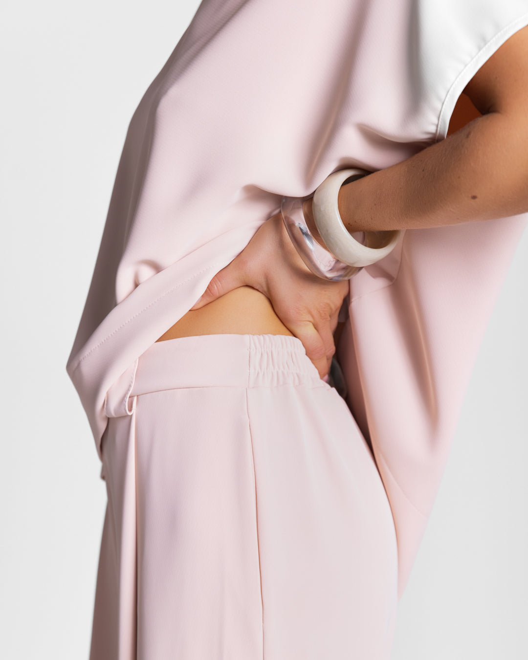 Gabriella Pleated Elastic Waist Trousers | Dusty Pink