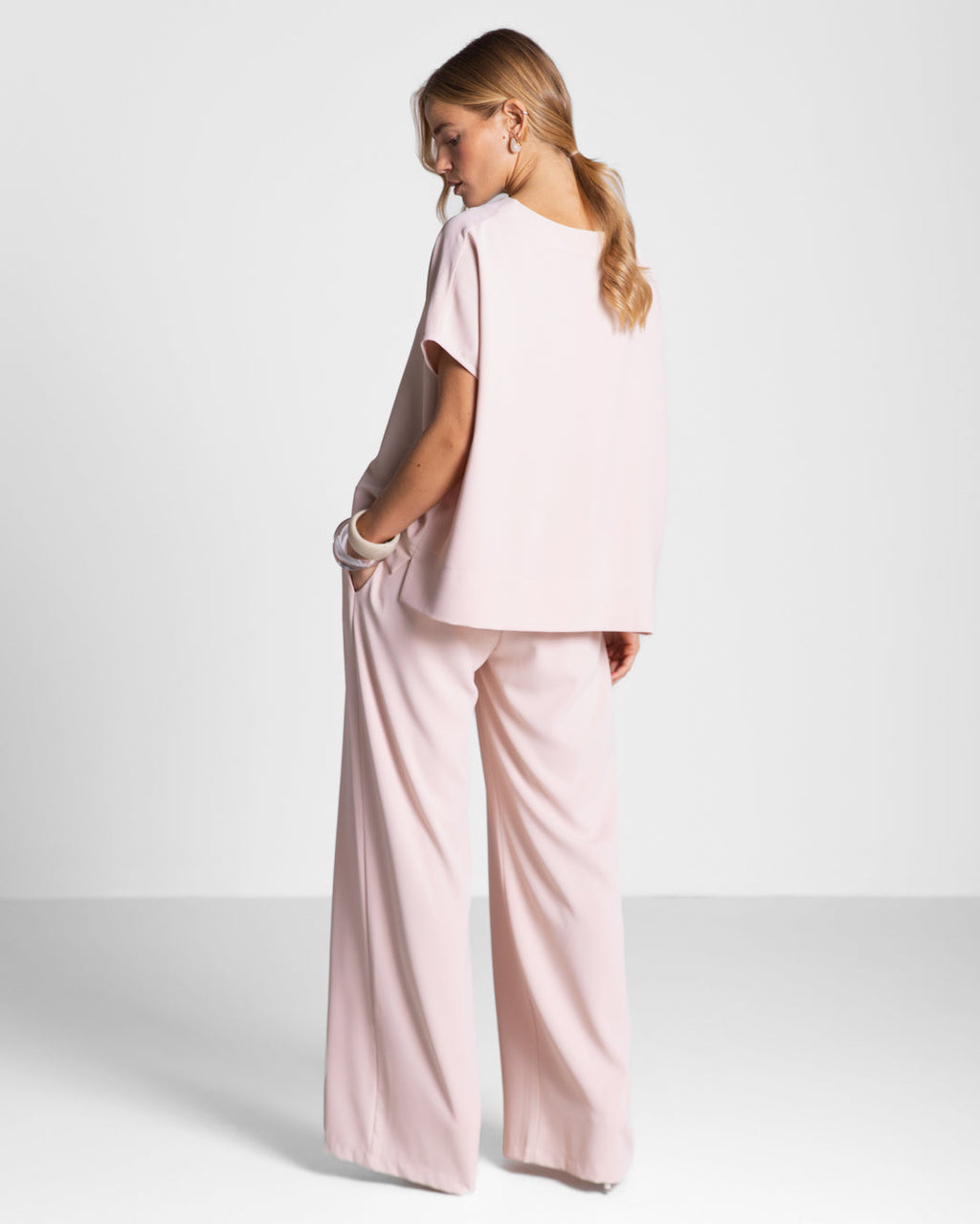 Gabriella Pleated Elastic Waist Trousers | Dusty Pink