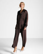 Ophelia Asymmetric Wrap Trousers | Espresso Brown