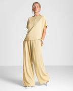 Gabriella Pleated Elastic Waist Trousers | Pastel Yellow