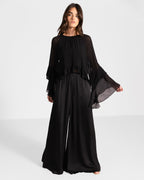 Helena Elastic Waist Satin Trousers | Black