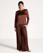 Daisy Elastic Waist Satin Pants | Auburn