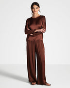 Daisy Elastic Waist Satin Pants | Auburn